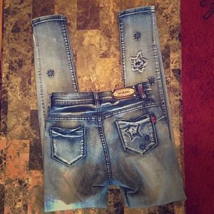 BH jeans , size 24 or 3, star design is not holes